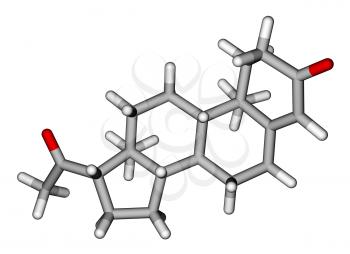 Calculated and optimized molecular structure of progesterone