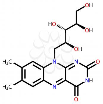 Structural formula of riboflavin (vitamin B2) drawn on a white background