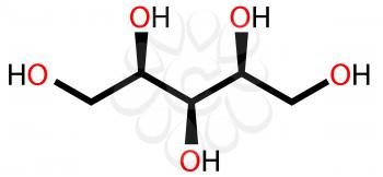 Structural formula of sweetener xylitol drawn on a white background