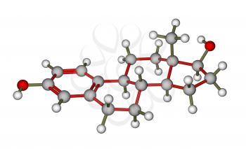 The calculated molecular structure of estradiol