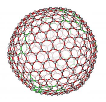 Nanocluster fullerene C540 molecular structure on a white background