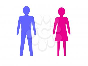 Symbols of male and female pink and blue. 3D illustration