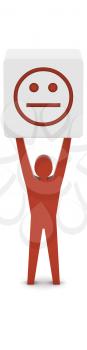 Man holding the straight face icon. Concept 3D illustration.