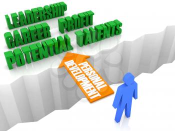 Personal development is the bridge to successful life. Concept 3D illustration.