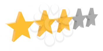 Three stars rating. Concept 3D illustration.