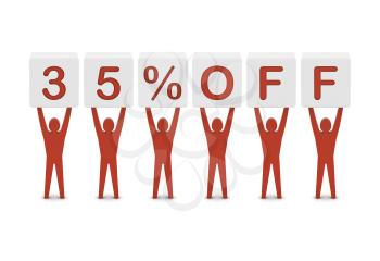 Discount. 35 percent off. Concept 3D illustration.