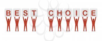 Men holding the phrase best choice. Concept 3D illustration.