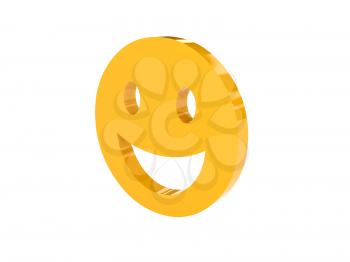 Laugh face icon over white background. Concept 3D illustration.