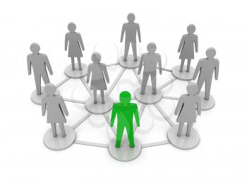 People connections. Unique, leadership. Concept 3D illustration