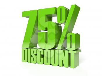 75 percent discount. Green shiny text. Concept 3D illustration.