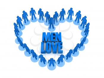 Men love. Concept 3D illustration