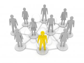 People connections. Unique, leadership. Concept 3D illustration