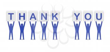 Men holding the phrase thank you. Concept 3D illustration.