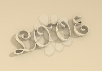 San Valentine card with LOVE word in 3D effect. Diagonal typing