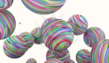 Large group of  orbs or spheres levitation in empty space. 3D rendering