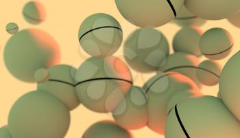 Large group of  orbs or spheres levitation in empty space. 3D rendering