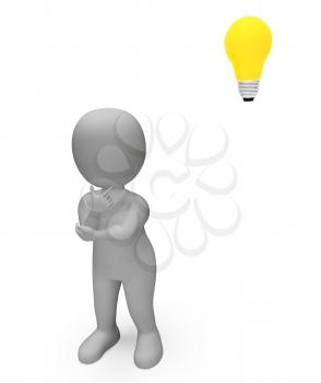Character Idea Representing Think About It And Power Source 3d Rendering