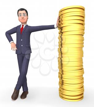 Businessman Finance Indicating Render Illustration And Commercial 3d Rendering