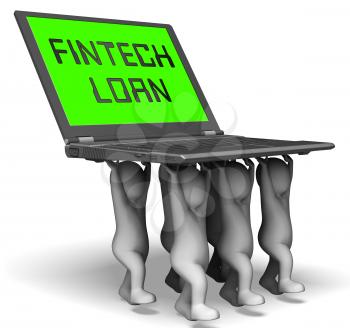 Fintech Loan P2p Finance Credit 3d Rendering Shows Online Money Microcredit Or Lending Virtual Transactions