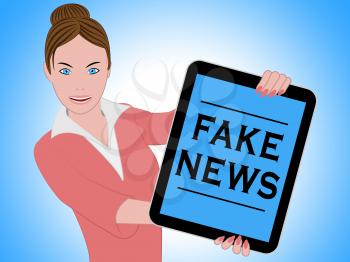 Woman With Fake News Tablet 3d Illustration