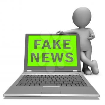 Fake News Laptop Meaning Spreading Untruths 3d Illustration