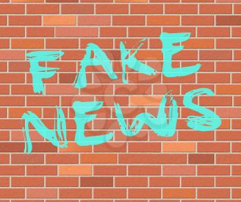 Fake News Painted On Wall 3d Illustration