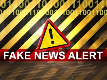 Fake News Alert Means Untrue Warning 3d Illustration
