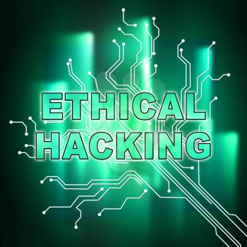 Ethical Hacking Data Breach Tracking 2d Illustration Shows Corporate Tracking To Stop Technology Threats Vulnerability And Exploits