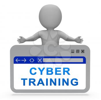 Cyber Training Virtual Web Class 3d Rendering Shows Online Learning Webinars Or Mentorship