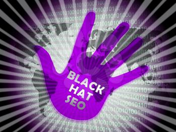 Black Hat Seo Website Optimization 2d Illustration Shows Search Engine Marketing Such As Linkbuilding Keywords Ranking And Promotion