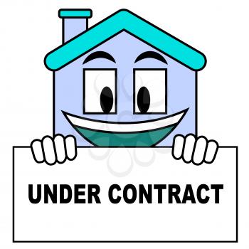 Home Under Contract Symbol Depicting Real Estate Purchase Completed. Legal Documents Finished And House Offer Agreed  - 3d Illustration