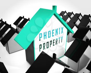 Phoenix Real Estate Icon Depicting Arizona Property For Sale. Housing Investment Buildings Or Rental Developments - 3d Illustration