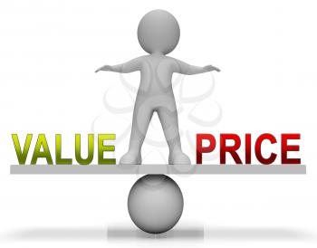 Price Vs Value Balance Comparing Cost Outlay Against Financial Worth. Product Pricing Strategy Or Investment Valuation - 3d Illustration