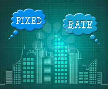 Fixed Rate Mortgage City Depicts Home Or Property Loan With Payment Fix. Percentage Interest On Apartment Or House - 3d Illustration