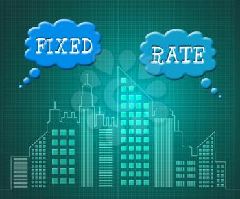 Fixed Rate Mortgage City Depicts Home Or Property Loan With Payment Fix. Percentage Interest On Apartment Or House - 3d Illustration