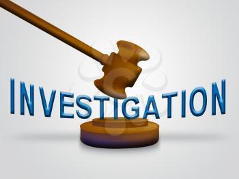 Fbi Investigation Gavel Depicting Federal Bureau Scrutiny And Analyzing Suspicious Suspect 3d Illustration. Investigator Of Murder Or Crime