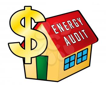 Home Energy Audit Icon Represents Inspection To Save Power And Money. Building Electric Consumption And Effective Insulation - 3d Illustration