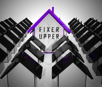 Fixer Upper House Icon Shows Rundown Derelict Building Needing Renovation And Fixing Up - 3d Illustration