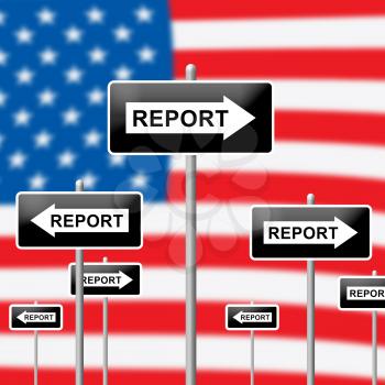 Impact Report Flag Shows A Summary Or Writing Of Evidence And Results 3d Illustration. Business Data Or Political Information 