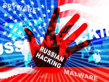 Russian Hacking Election Attack Alert 3d Illustration Shows Spying And Data Breach Online. Digital Hacker Protection Against Moscow To Protect Democracy Against Malicious Spy
