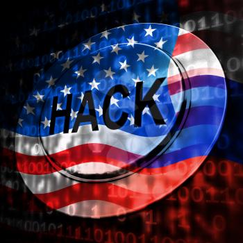 Russia Hacking American Elections Data 3d Illustration Shows Kremlin Spy Hackers On Internet Attack Usa Election Security Or Cybersecurity