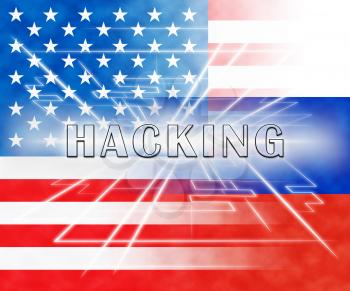 Russian Hacking Election Attack Alert 3d Illustration Shows Spying And Data Breach Online. Digital Hacker Protection Against Moscow To Protect Democracy Against Malicious Spy