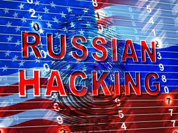 Russian Hacking Election Attack Alert 3d Illustration Shows Spying And Data Breach Online. Digital Hacker Protection Against Moscow To Protect Democracy Against Malicious Spy