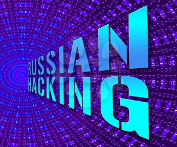 Russian Hacking Election Attack Alert 3d Illustration Shows Spying And Data Breach Online. Digital Hacker Protection Against Moscow To Protect Democracy Against Malicious Spy