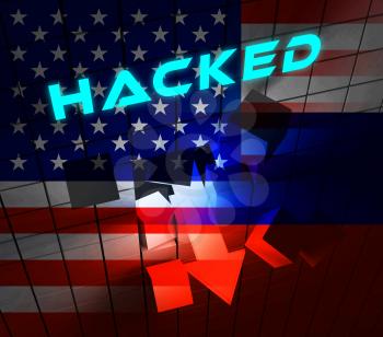 Russia Hacking American Elections Data 3d Illustration Shows Kremlin Spy Hackers On Internet Attack Usa Election Security Or Cybersecurity