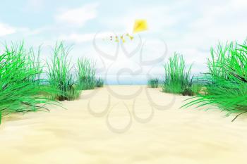 On the sea shore.