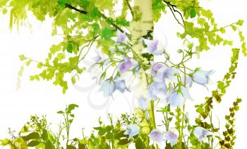 Blue bell flowers background.