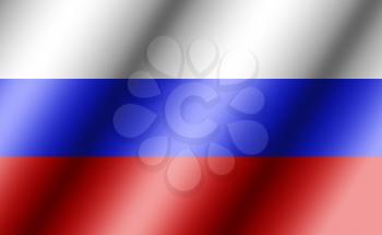 Russia flag, three dimensional render, satin texture