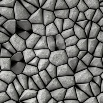 Abstract surface made from grey cobble stones.