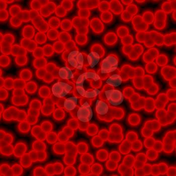 Extreme closeup of a red blood cells on a black background. Abstract illustration. 